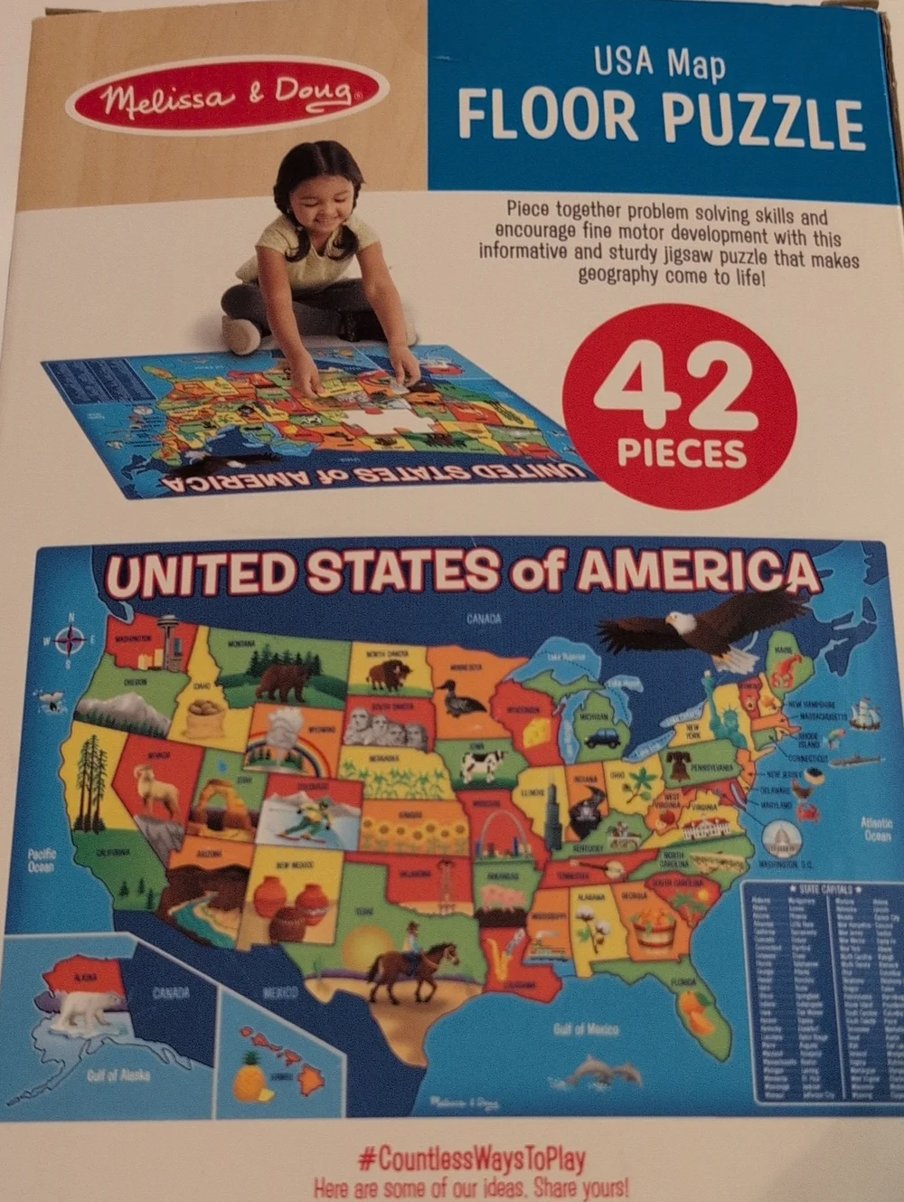 Melissa & Doug USA Map Floor Puzzle 42 Pc